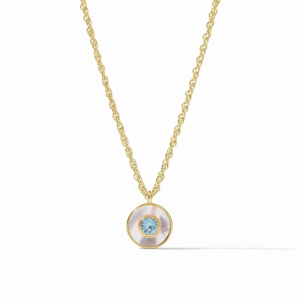 NEW JULIE VOS women's colette circle delicate necklace in chalcedony blue